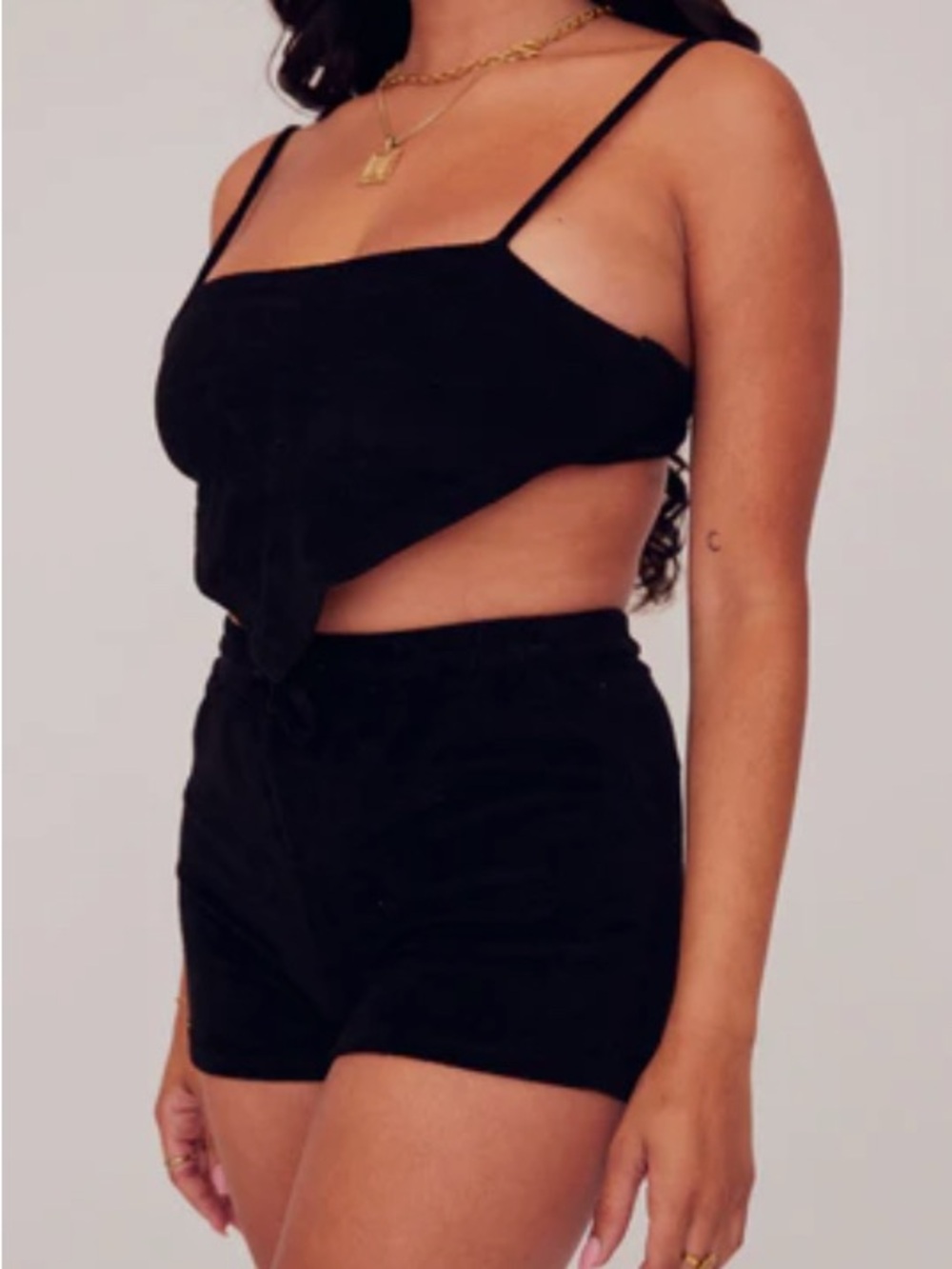 Black Terry cloth Shorts Set